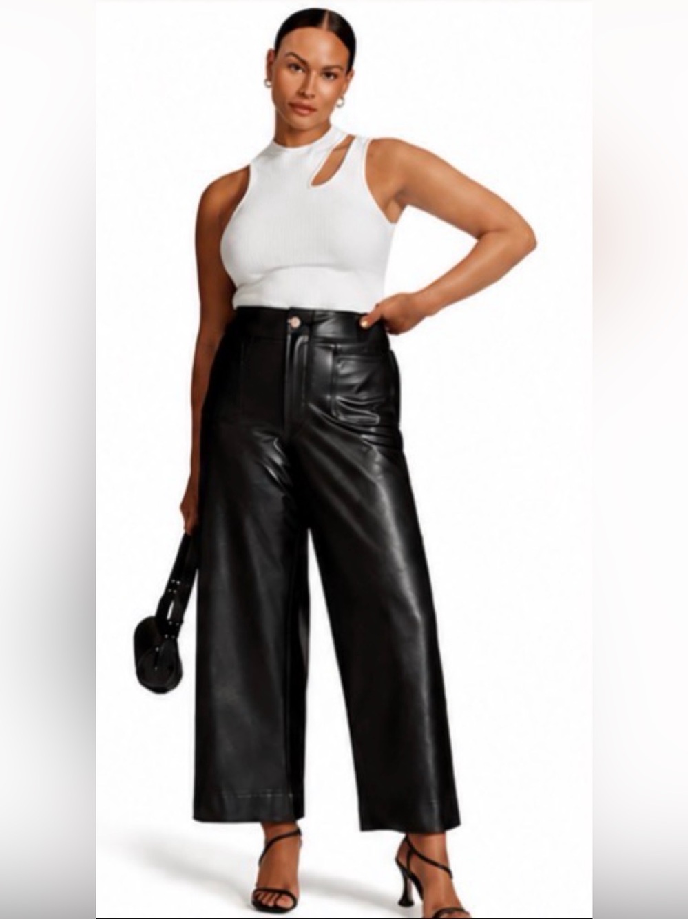 Anthropologie Maeve colette faux-leather high-rise wide-leg cropped pants 24